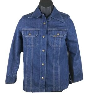 Ms Lee Jeans Denim‎ Trucker Jacket Size 9 - 10 Vintage 70s Blue Jean Coat